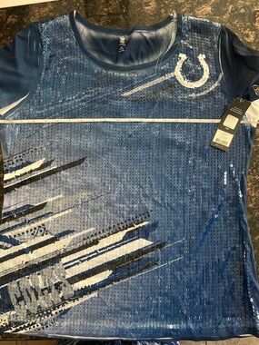 NFL Girls' Blue Sequin Short Sleeve Colts Tee
